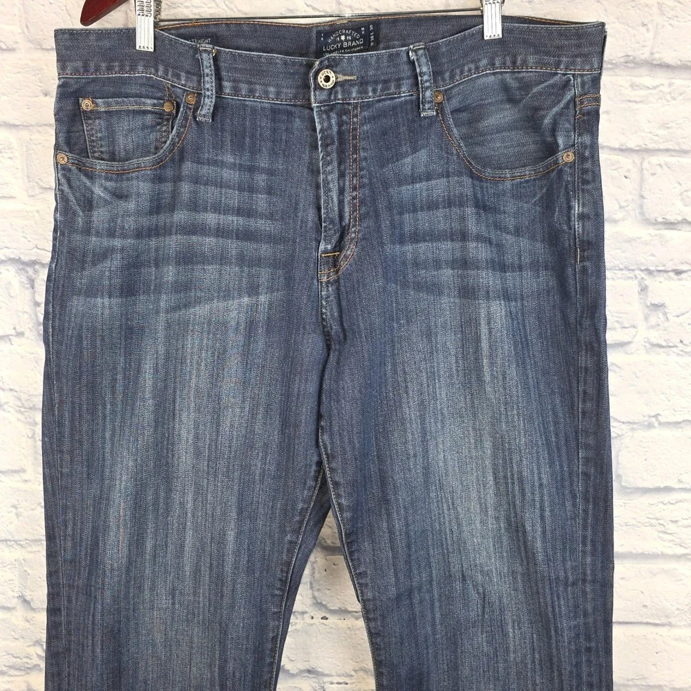 Lucky Brand 221 Original Straight Mens Jeans Dark Wash Blue Denim Size 38X30